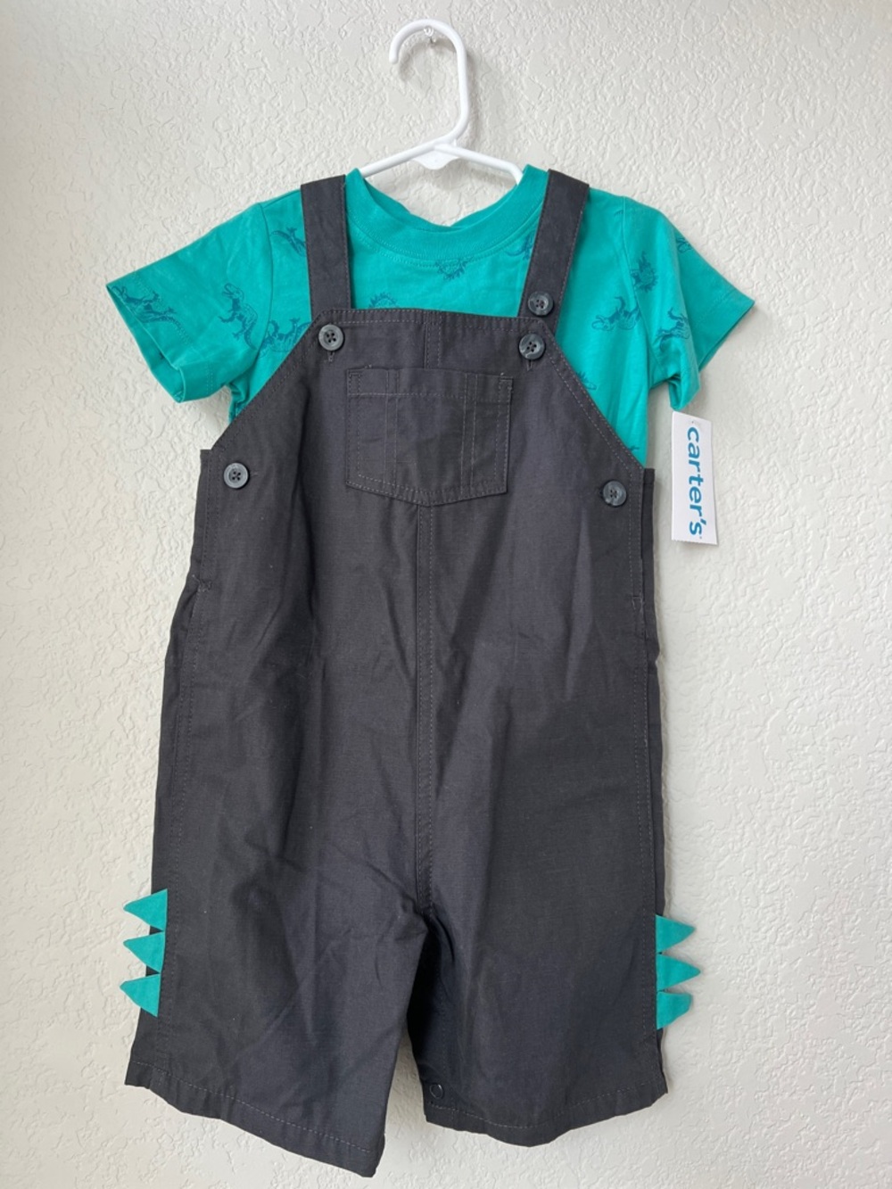 Carter's 🦕Overalls Jumpsuit Set Dino shirt NWT